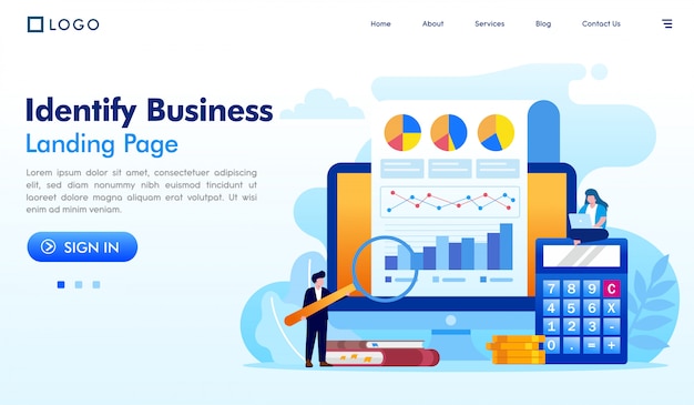 Identify business landing page website illustration vector