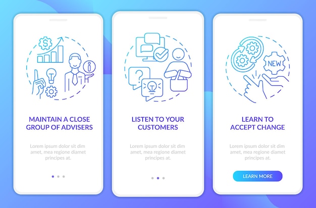 Identify trends blue gradient onboarding mobile app screen