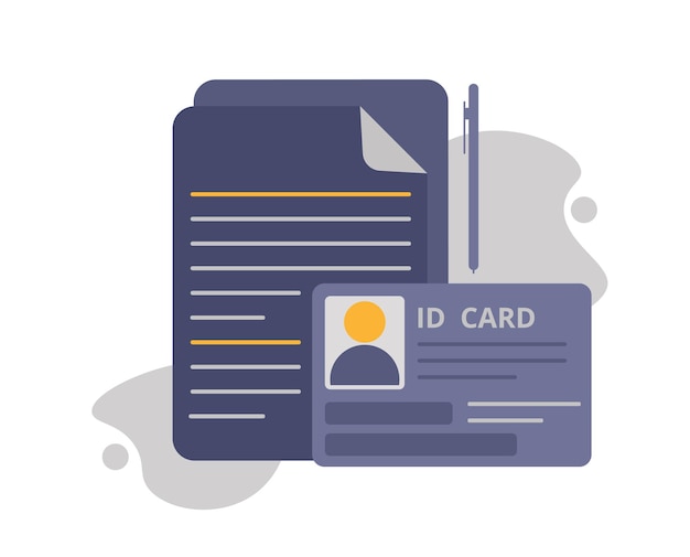 Identity card with personal information about person Modern flat vector illustration for web page