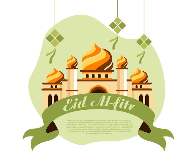 Idul Fitri and Mosque Vector Image 02