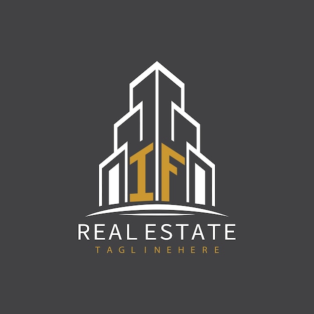 IF initial monogram logo for real estate with building shape creative design