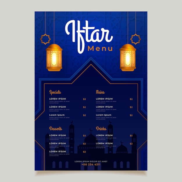 Iftar menu template in ramadan month