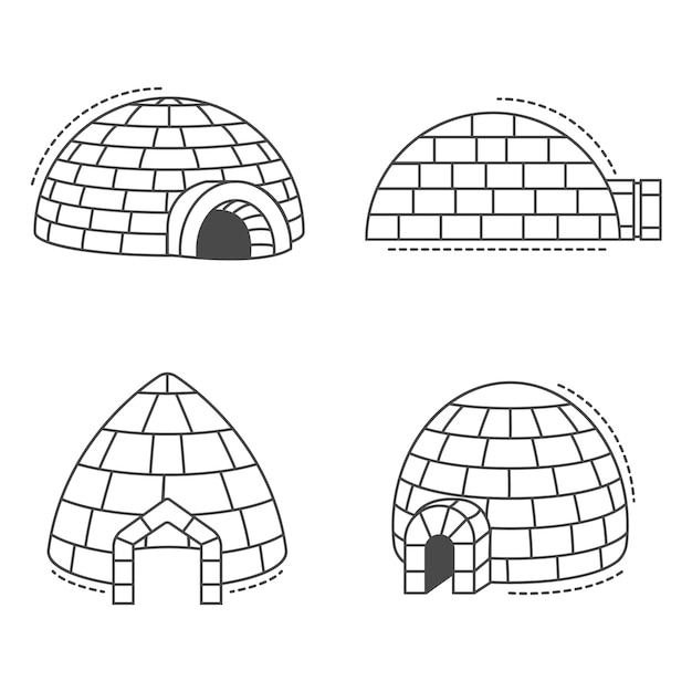 Igloo eskimo icon set. Outline set of igloo eskimo vector icons