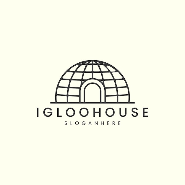 Igloo house line art style logo icon template designiceigluit vector illustration