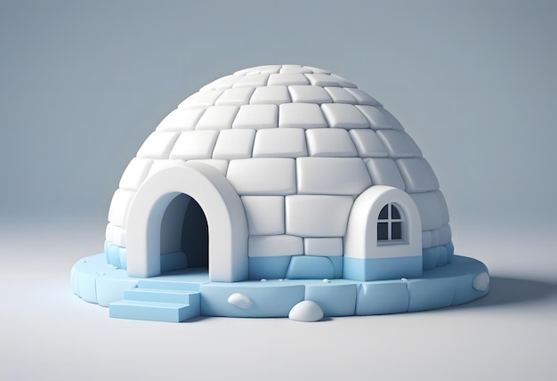 Vector igloo icehouse isolated on white background 3d render illustration snowhouse or snowhut