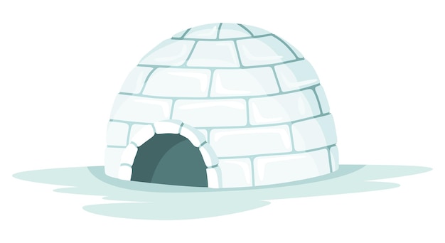 Igloo icon Cartoon vector icehouse Winter construction from ice blocks Eskimo peoples house isolated on white background