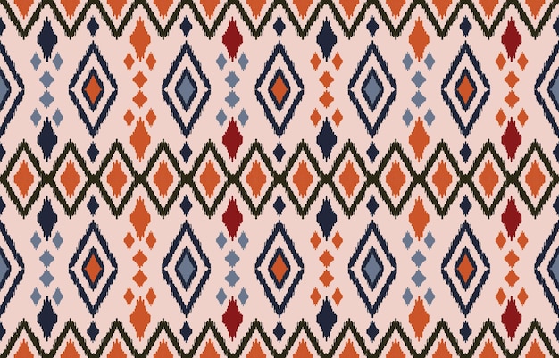 Vector ikat seamless pattern concept seamless pattern in tribal folk embroidery and mexican style