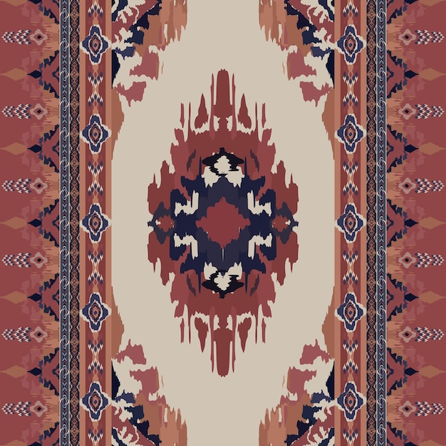 Vector ikat tribal indian seamless pattern ethnic aztec fabric carpet mandala ornament native boho chevron