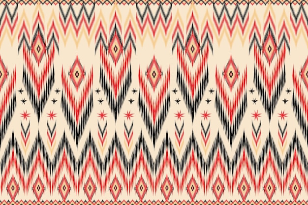 Vector ikat tribal pattern in orange and yellow design for print carpet fabric