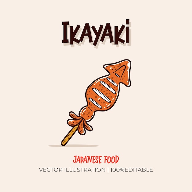 Ikayaki Japanese food vector illustration