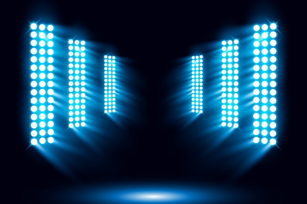 Illuminated blue spotlight scene background