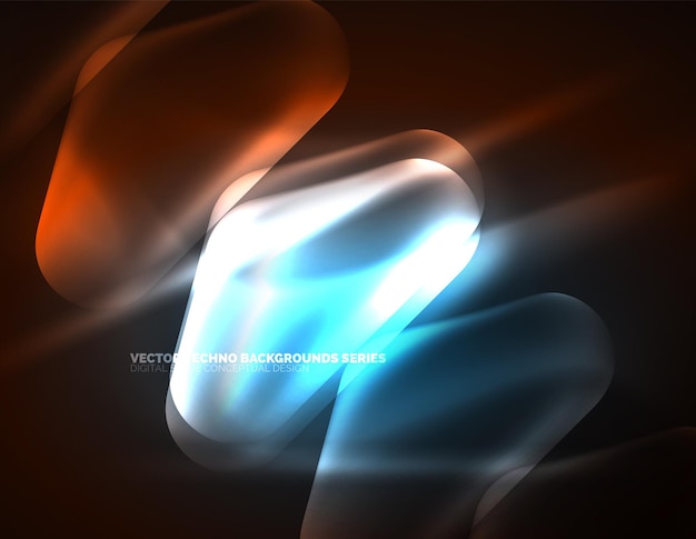 Illuminated lens flares glowing color techno background Vector hitech abstract background HUD style