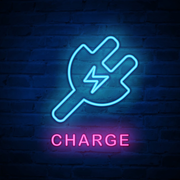 illuminated neon light icon electric charge