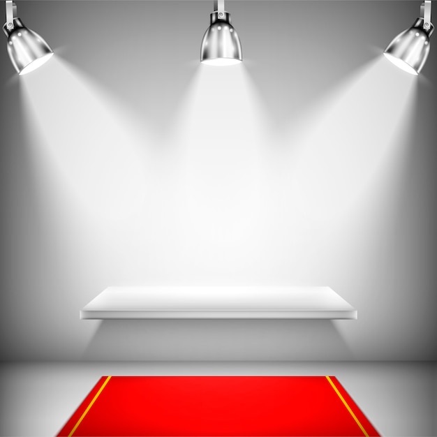 Illuminated Shelf With Red Carpet