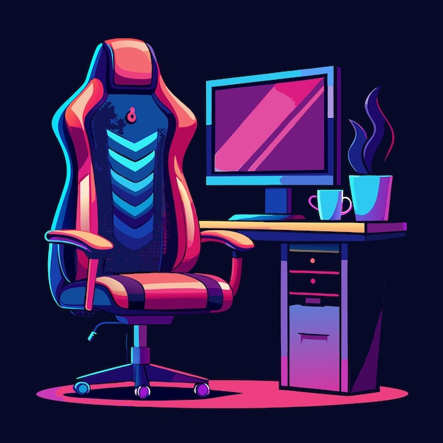 Vector illustrate a highend gaming chair with an ergonomic design