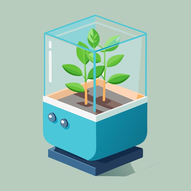 Vector illustrate a modern selfwatering planter with a sleek