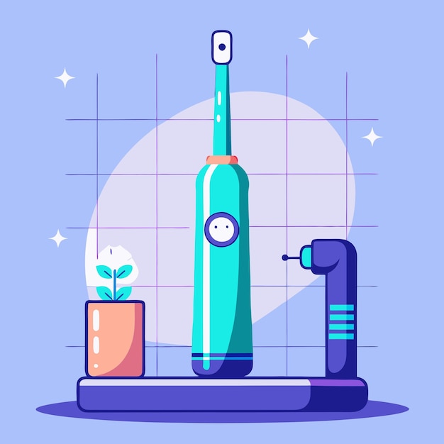 Vector illustrate a sleek modern electric toothbrush with a simple design