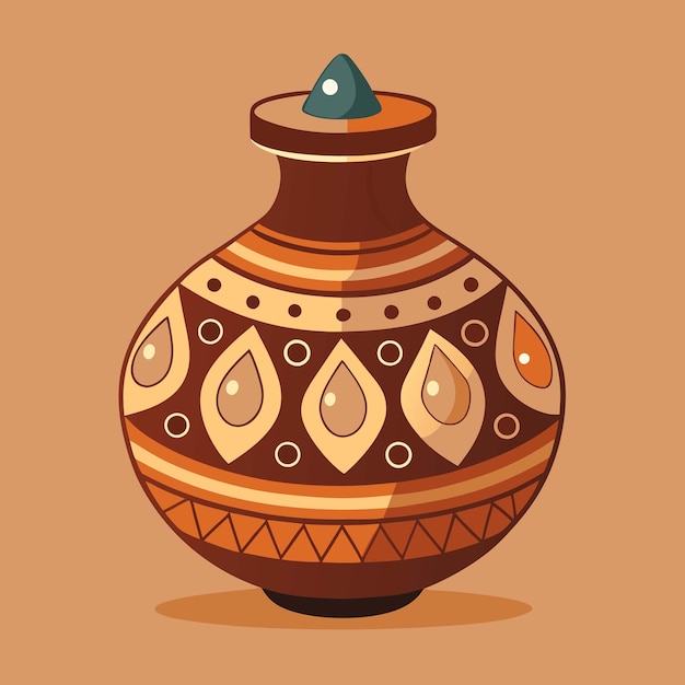 Vector illustrate a traditional handcrafted water jar made of earthenware