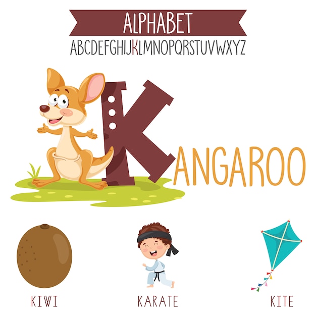 Illustrated Alphabet Letter And Cartoon Objects