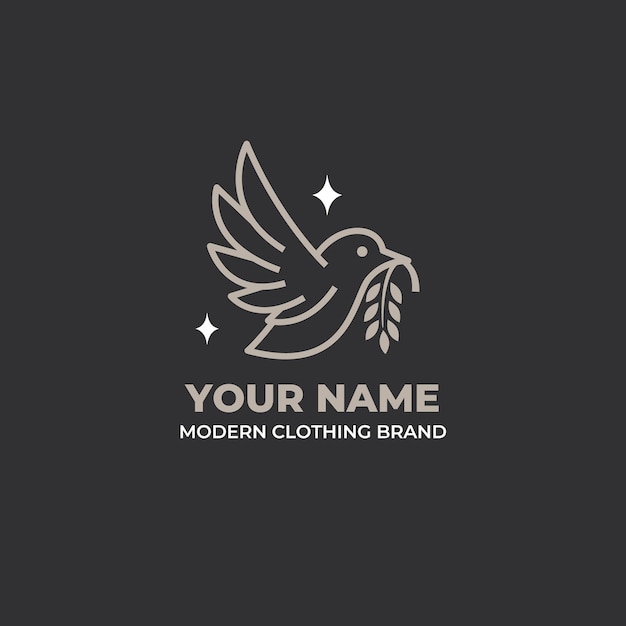 Illustrated Bird Line Logo Design Template