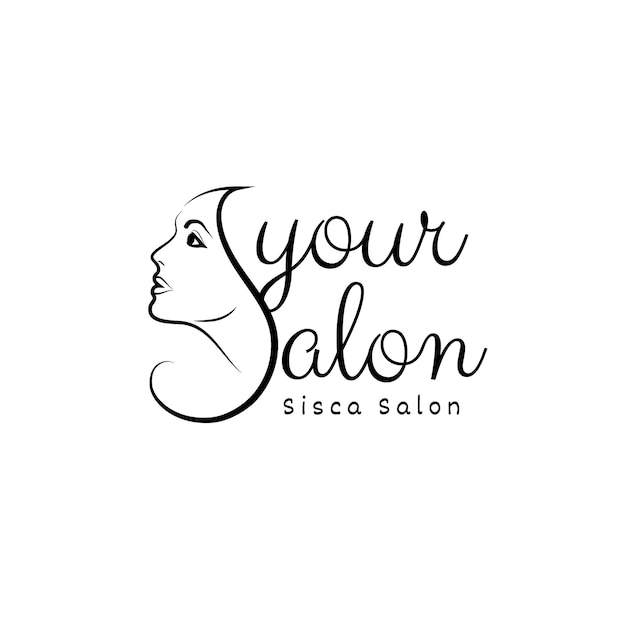 Illustrated Black Salon Brand Logo Design