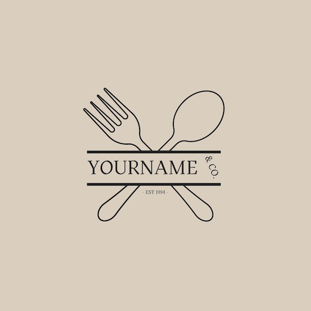 Illustrated Black Simple Restaurant Logo Template