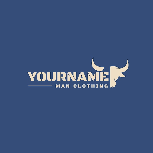 Illustrated Blue Modern Man Clothing Logo Template