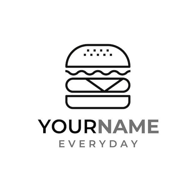 Illustrated Burger Time For Food Business Logo