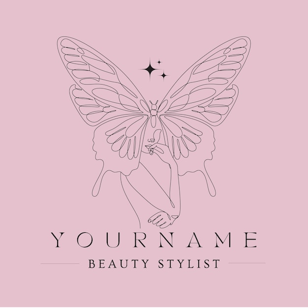 Illustrated Butterfly Beauty Logo Template