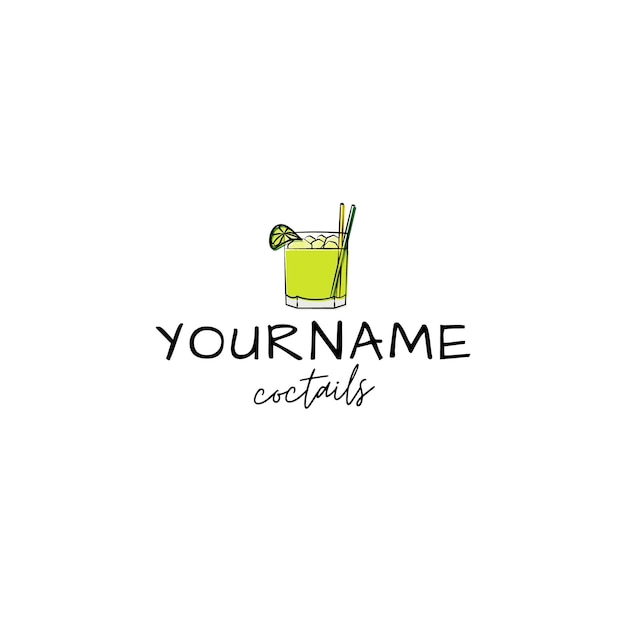 Illustrated Cocktail Bar Logo Template