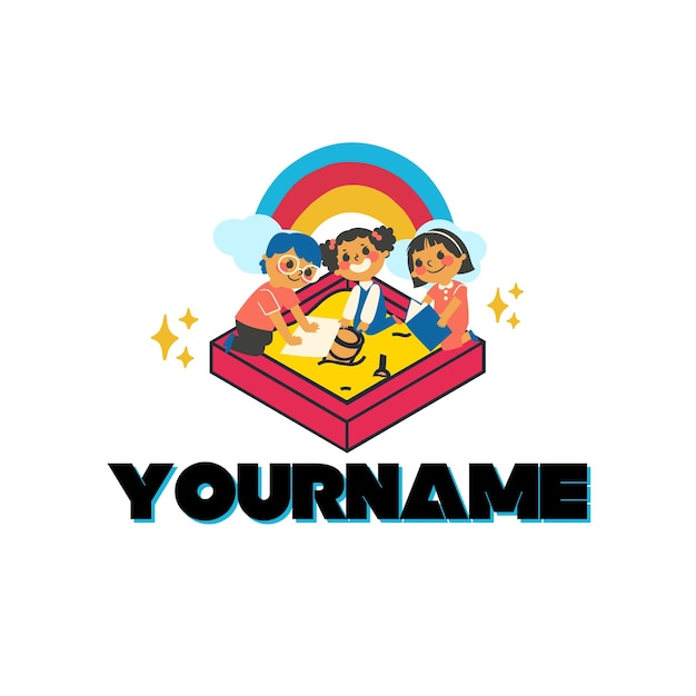 Illustrated Colorful Kids Playground Logo Template