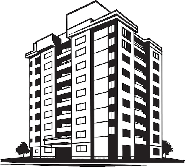 Illustrated Condominium House Vector A Detailed View of Contemporary Residential Spaces