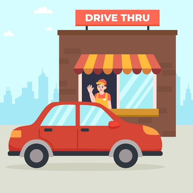 Illustrated drive thru window