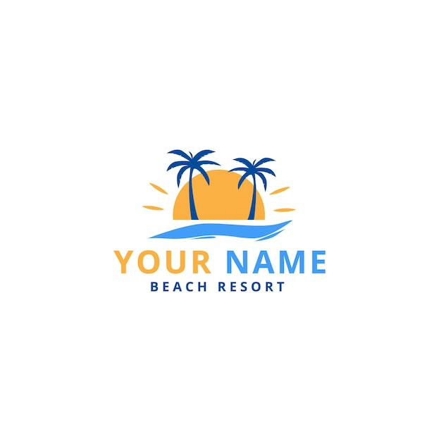 Illustrated Elegant Sun Beach Logo Template