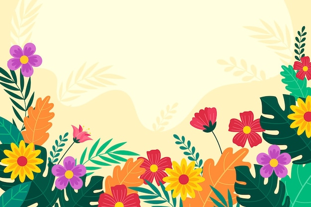 Illustrated floral spring wallpaper