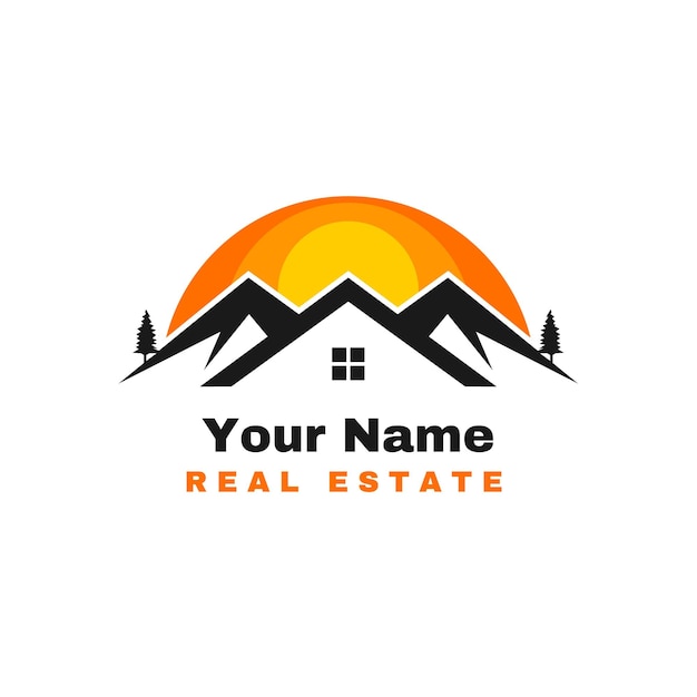 Illustrated Modern Mountain Home Logo Template