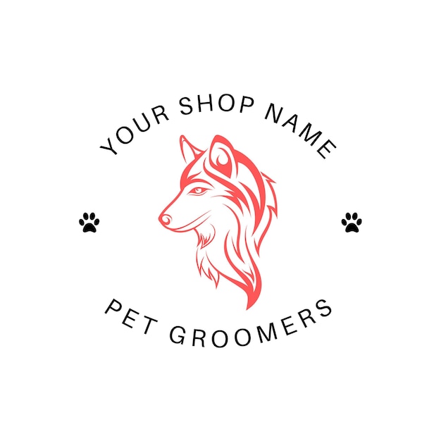 Illustrated Modern Pet Grooming Shop Logo Design