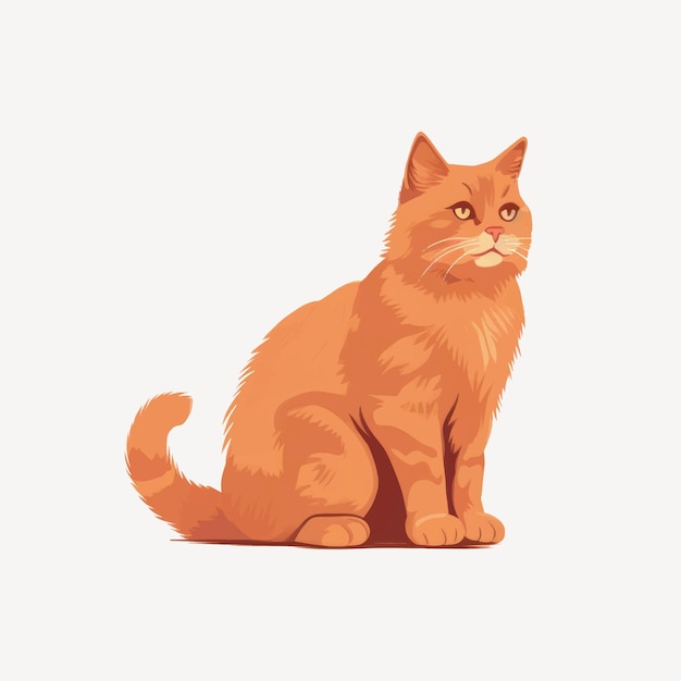 Illustrated orange cat sitting