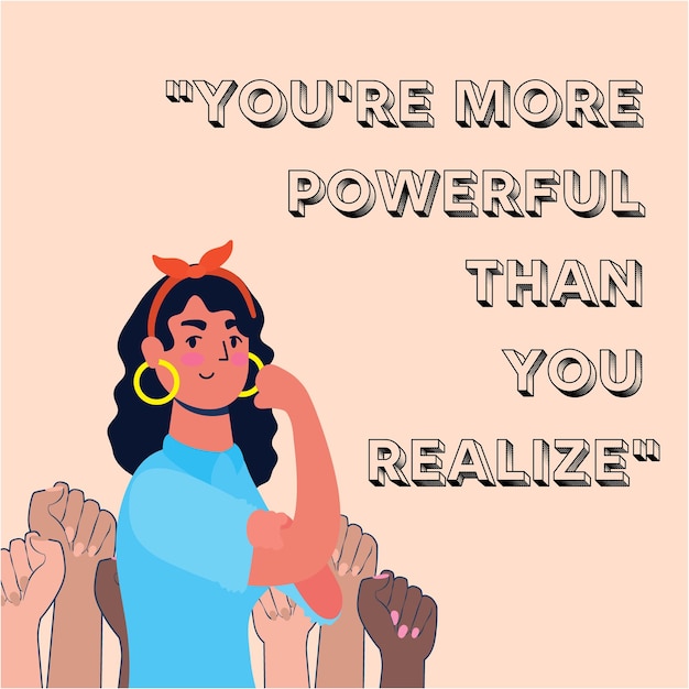 Illustrated Pink Strong Woman Daily Reminder Motivation Instagram Post