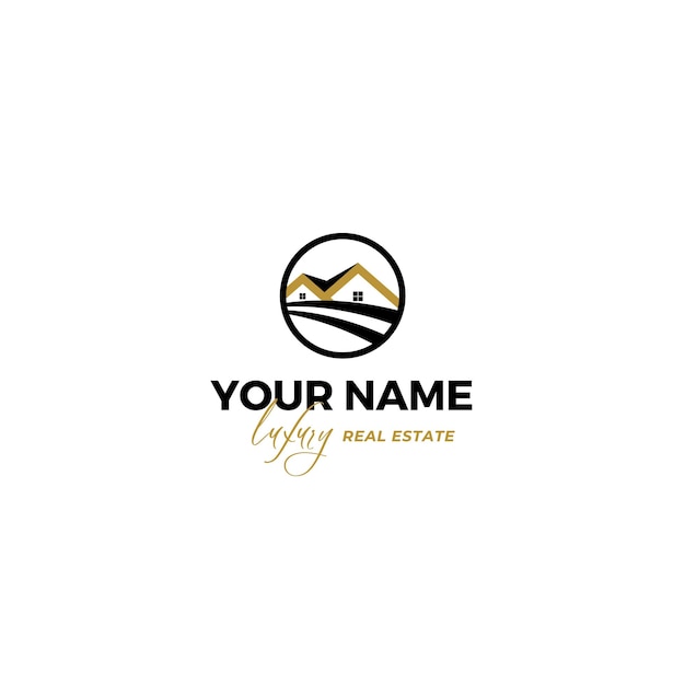 Illustrated trendy real estate agent logo Template