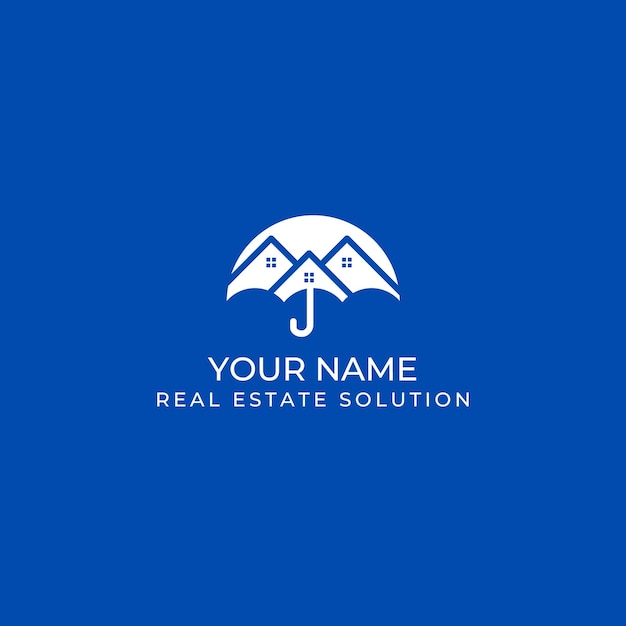 Illustrated Umbrella Space Real Estate Solution Logo Template