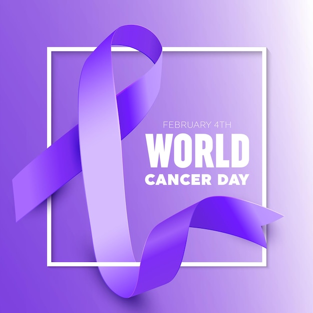 Illustration Of 4 February World Cancer Day Poster Or Banner Background. Cancer Awareness Realistic