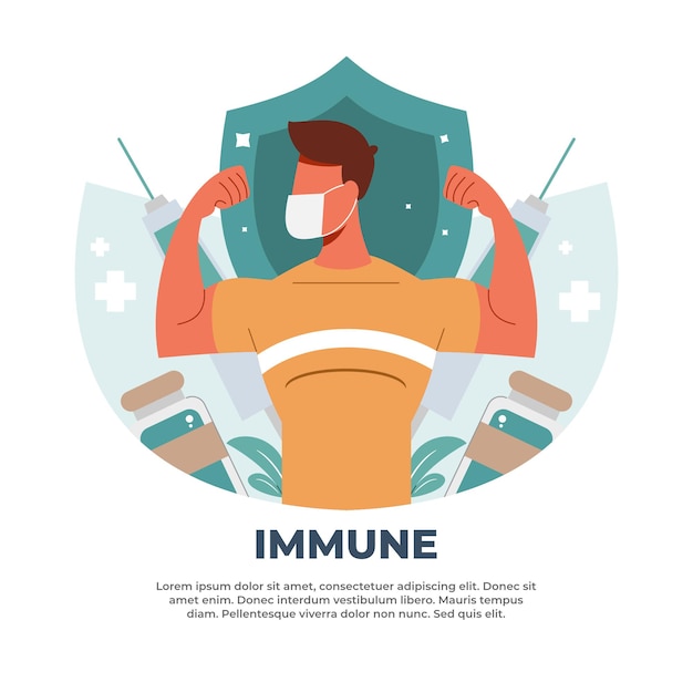 illustration about strengthening the body's immunity by using vaccines