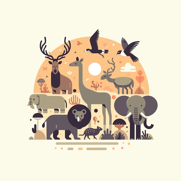 an illustration about world wildlife day with flat design style