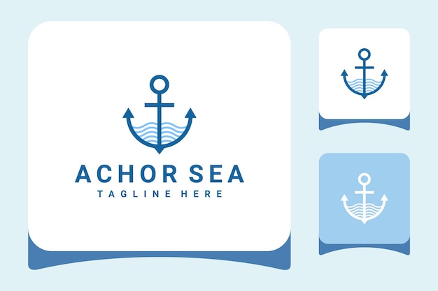 Illustration abstract anchor wit sea water logo design vector