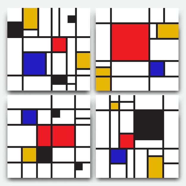 illustration abstract bauhaus background in mondrian style