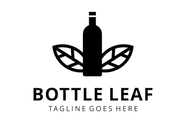 Illustration abstract bottle Wine drink logo design template with nature leaf logo design