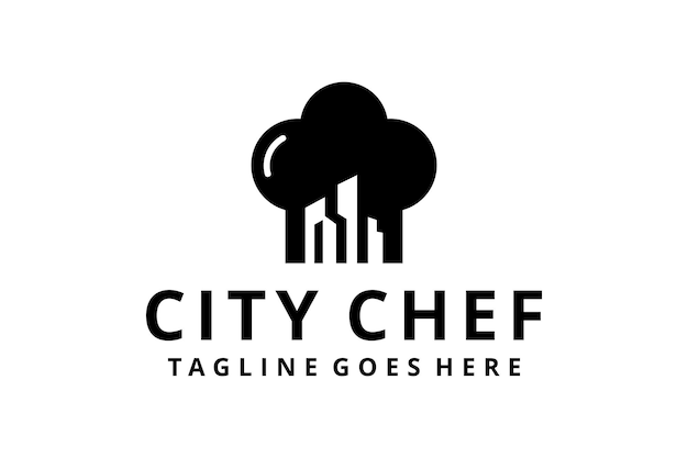 Illustration abstract chef hat restaurant with building town logo design template