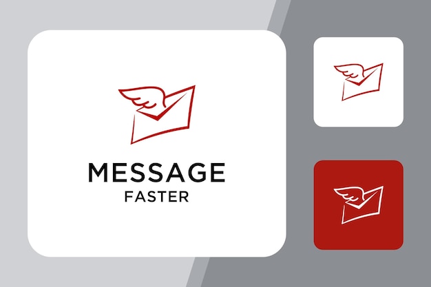 Illustration of abstract message envelope with wings means sending a message quickly.