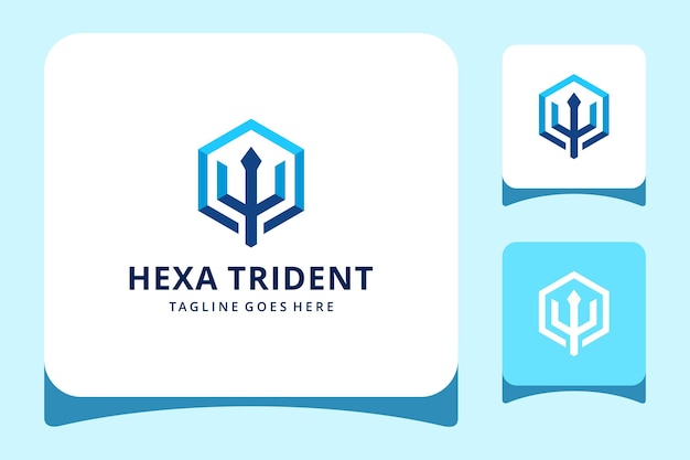 Illustration abstract modern hexagon trident king sea water logo design